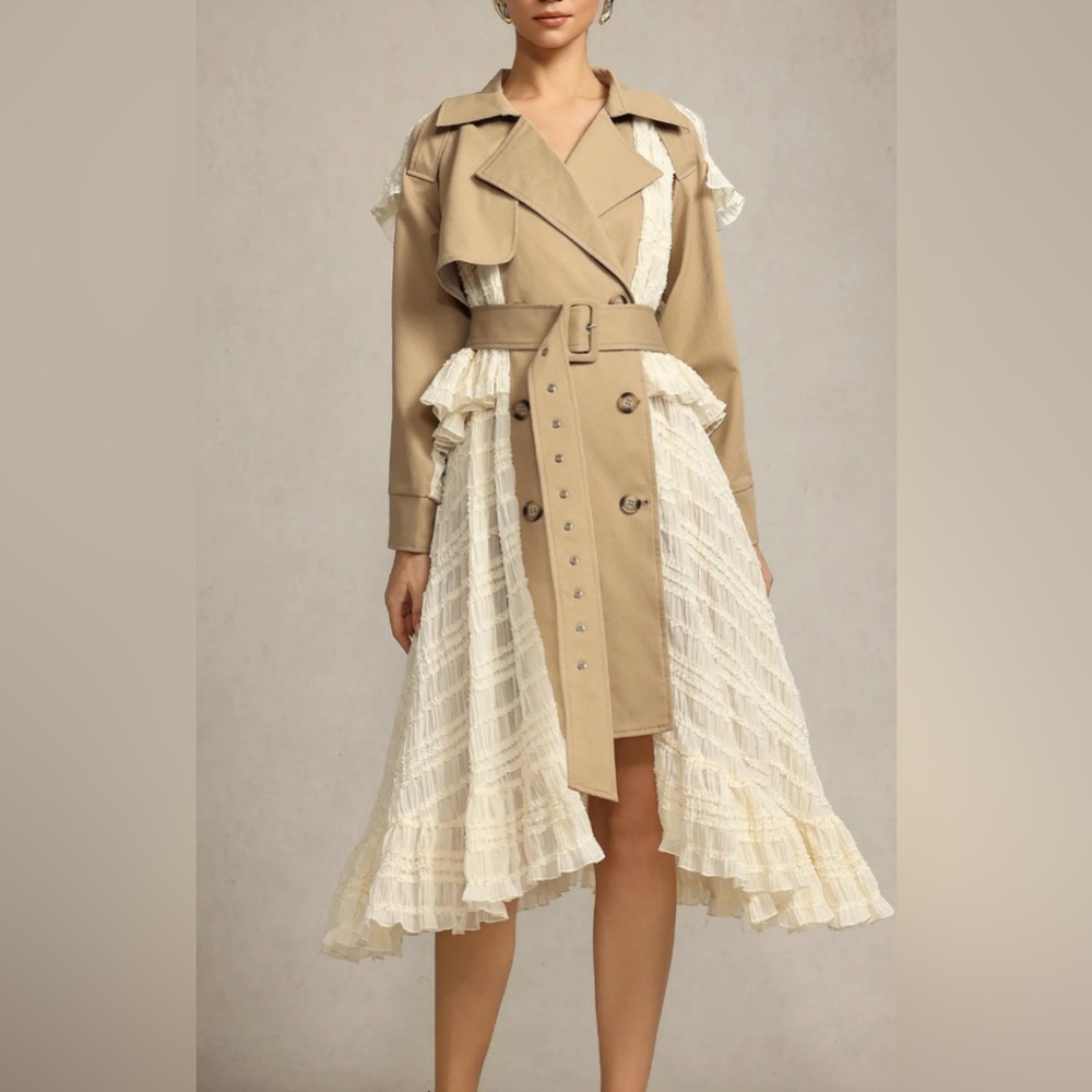 Retail $280 Champagne and Lace Trench Coat